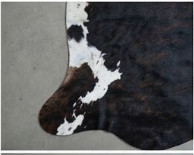 Genuine Jet Black Cowhide Rug | White Peppered Trim & Brown Spine Cowskin Area Rug | Modern Western Leather Carpet