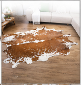 Brown and White Salt & Pepper Cowhide Rug - Genuine Speckled Leather Area Rug