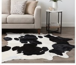 Genuine Black and White Cowhide Rug | Natural Spotted Cow Skin Area Rug | Classic Holstein Pattern Leather Carpet for Living Room