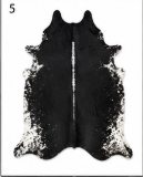 Authentic Jet Black & White Speckled Spine Cowhide Area Rug – Genuine Leather Accent Mat