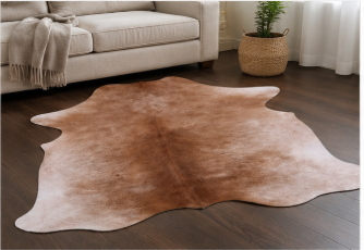Authentic Light Brown Cowhide Rug -  Tan & Caramel Area Rug