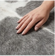 Genuine Grey & White Cowhide Rug | Natural Charcoal Spotted Cowskin Area Rug | Modern Silver Leather Carpet for Living Room