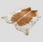 Genuine Honey Cognac & Off-White Cowhide Rug | Natural Caramel Brown Leather Area Rug | Warm Southwestern Western Cowskin Carpet for Living Room