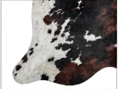Tricolor Black, Brown & White Cowhide Rug - Genuine Patchwork Natural Leather Area Rug