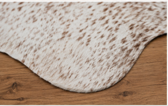 Natural Brown and White Speckled Cowhide Rug, Genuine Hair-on-Hide Area Mat