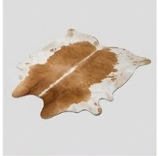 Genuine Honey Cognac & Off-White Cowhide Rug | Natural Caramel Brown Leather Area Rug | Warm Southwestern Western Cowskin Carpet for Living Room