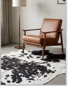 Genuine Black & White Peppered Cowhide Rug | Black Saddle Speckled Area Rug | Natural Salt and Pepper Cowskin Floor Carpet
