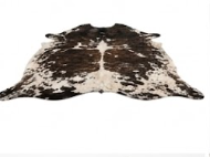 Genuine Natural Cowhide Rug | Tricolor Dark Brown & White Speckled Cow Hide Leather Floor Mat | Salt and Pepper Cowskin Area Rug