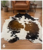 Natural Tricolor Cowhide Rug, Brown Black and White Hair-on-Hide Area Rug