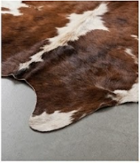 Genuine Chestnut Brown & White Cowhide Rug | Natural Tri-Color Spotted Cowskin Area Rug | Rustic Leather Carpet for Living Room