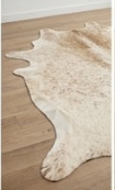 Authentic Champagne Beige & Cream Salt Pepper Cowhide Area Rug – Genuine Natural Leather Accent Mat
