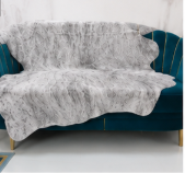 Authentic White and Grey Stenciled Cowhide Rug -  Printed Leather Area Rug