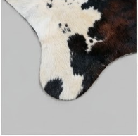 Genuine Tricolor Chestnut Brown Cowhide Rug | Black & Off-White Speckled Cowskin Area Rug | Rustic Modern Western Leather Carpet