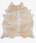 Natural Gold and White Speckled Cowhide Rug, Genuine Hair-on-Hide Area Mat
