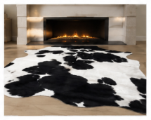 Classic Black and White Cowhide Rug, Genuine Hair-on-Hide Area Rug