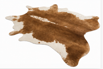 Natural Chestnut Brown and White Cowhide Rug, Genuine Hair-on-Hide Area Rug