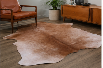 Authentic Light Brown Cowhide Rug -  Tan & Caramel Area Rug
