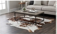 Genuine Tricolor Cognac & Black Speckled Cowhide Rug | Honey Brown & White Cowskin Area Rug | Rustic Modern Western Leather Carpet