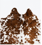 Authentic Chestnut & White Speckled Cowhide Area Rug – Genuine Tricolor Leather Accent Mat