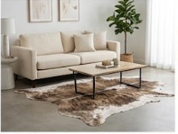 Genuine Dark Brown & White Speckled Cowhide Rug | Natural Salt and Pepper Cowskin Area Rug | Rustic Boho Carpet for Living Room