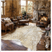 Authentic Gold Stenciled Cowhide Rug - Metallic Printed Leather Area Rug
