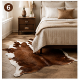 Genuine Brown and White Cowhide Rug | Chestnut Tan & Pure White Leather Area Rug | Classic Western Cowskin Floor Carpet