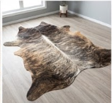 Genuine Brown Brindle Cowhide Rug | Natural Honey & Dark Striped Cow Hide Leather Area Rug | Exotic Western Living Room Floor Decor