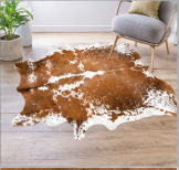 Brown and White Salt & Pepper Cowhide Rug - Genuine Speckled Leather Area Rug