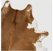 Authentic Cognac Brown & White Cowhide Area Rug – Genuine Natural Leather Accent Mat
