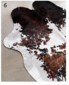 Tricolor Cowhide Rug - Genuine Leather Brown, Black & White Area Rug