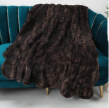 Authentic Dark Brown Stenciled Cowhide Rug -  Printed Leather Area Rug