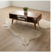 Authentic Champagne Beige & Cream Salt Pepper Cowhide Area Rug – Genuine Natural Leather Accent Mat