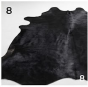 Genuine Solid Black Cowhide Rug | Natural All-Black Leather Area Rug | Modern Minimalist Cow Skin Floor Carpet for Living Room