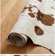 Brown and White Speckled Cowhide Rug - Genuine Leather Area Rug