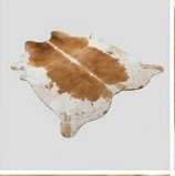 Genuine Honey Cognac & Off-White Cowhide Rug | Natural Caramel Brown Leather Area Rug | Warm Southwestern Western Cowskin Carpet for Living Room