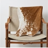 Genuine Cognac Brown & White Cowhide Rug | Natural Light Chestnut Leather Area Rug | White Rimmed Western Cowskin Carpet for Living Room