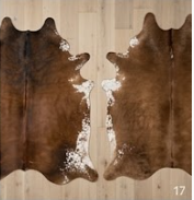 Genuine Brown & White Cowhide Rug | Natural Chestnut Leather Area Rug | White Rimmed Western Cowskin Carpet for Living Room