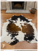 Natural Tricolor Cowhide Rug, Brown Black and White Hair-on-Hide Area Rug