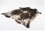 Genuine Natural Cowhide Rug | Tricolor Dark Brown & White Speckled Cow Hide Leather Floor Mat | Salt and Pepper Cowskin Area Rug