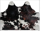 Tricolor Black, Brown & White Cowhide Rug - Genuine Patchwork Natural Leather Area Rug