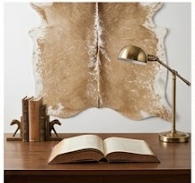 Natural Tan and White Cowhide Rug, Genuine Hair-on-Hide Floor Mat