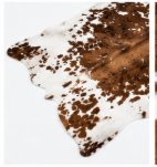 Authentic Chestnut & White Speckled Cowhide Area Rug – Genuine Tricolor Leather Accent Mat
