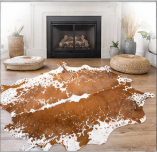Brown and White Salt & Pepper Cowhide Rug - Genuine Speckled Leather Area Rug