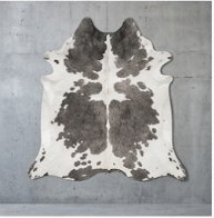 Genuine Grey & White Cowhide Rug | Natural Charcoal Spotted Cowskin Area Rug | Modern Silver Leather Carpet for Living Room