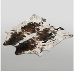 Genuine Tricolor Dark Brown & Black Speckled Cowhide Rug | Natural Salt and Pepper Spotted Cowskin Area Rug | Rustic Leather Carpet for Living Room
