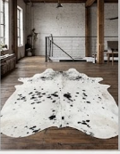 Genuine Black & White Peppered Cowhide Rug | Black Saddle Speckled Area Rug | Natural Salt and Pepper Cowskin Floor Carpet
