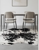 Genuine Black and White Cowhide Rug – Authentic Natural Leather Area Rug for Living Room & Home Decor