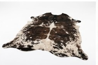 Genuine Natural Cowhide Rug | Tricolor Dark Brown & White Speckled Cow Hide Leather Floor Mat | Salt and Pepper Cowskin Area Rug