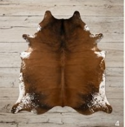 Genuine Brown & White Cowhide Rug | Natural Chestnut Leather Area Rug | White Rimmed Western Cowskin Carpet for Living Room