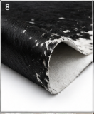 Authentic Jet Black & White Speckled Spine Cowhide Area Rug – Genuine Leather Accent Mat
